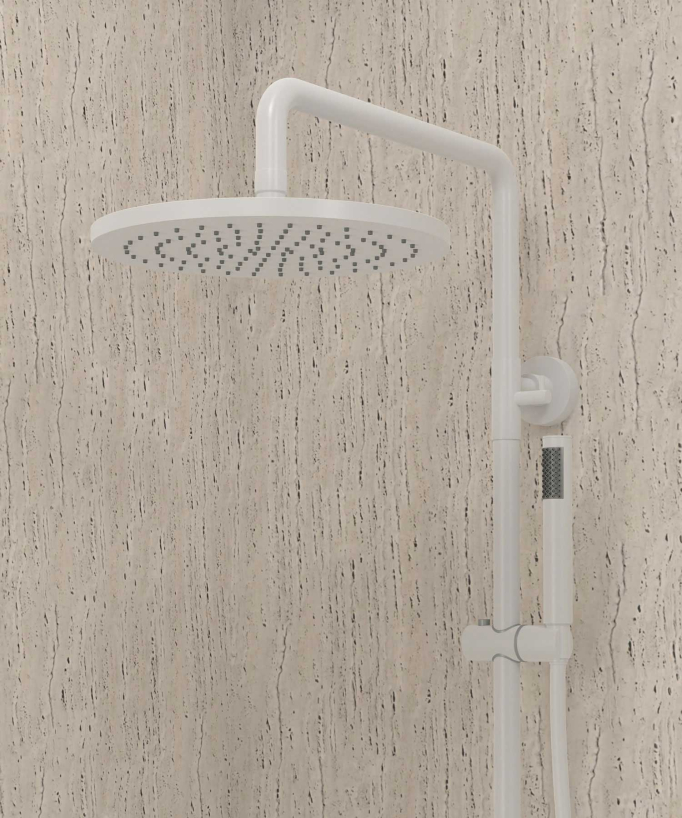 Colonne bain douche thermostatique blanc avec sécurité anti-brûlures - Corbeau