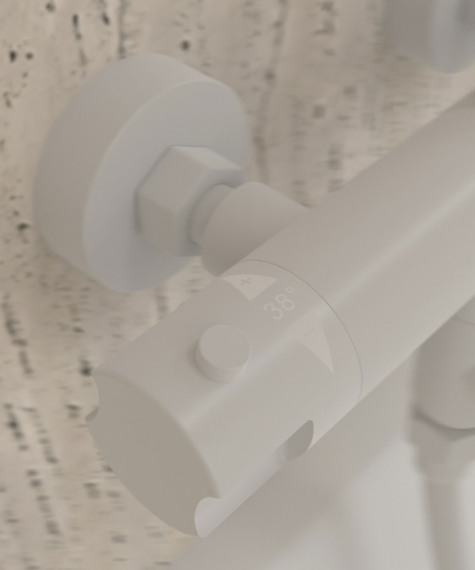Colonne bain douche thermostatique blanc avec sécurité anti-brûlures - Corbeau
