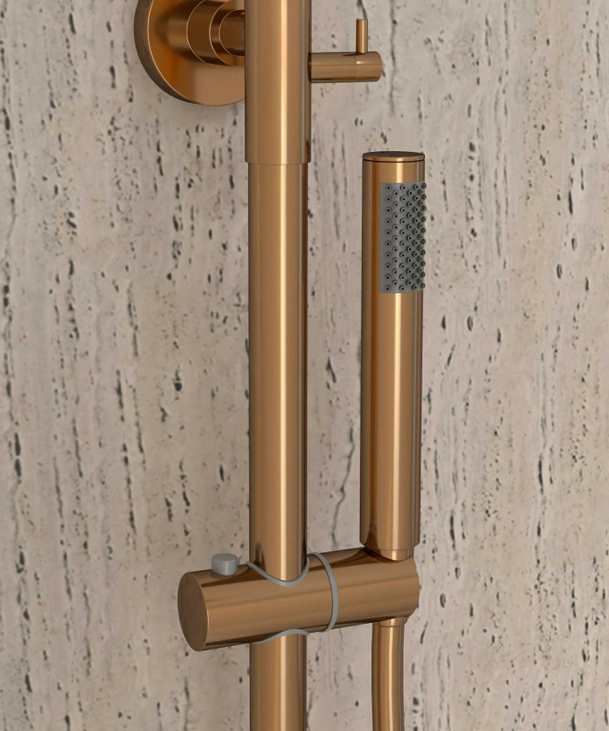Colonne bain douche thermostatique or rose avec sécurité anti-brûlures - Corbeau