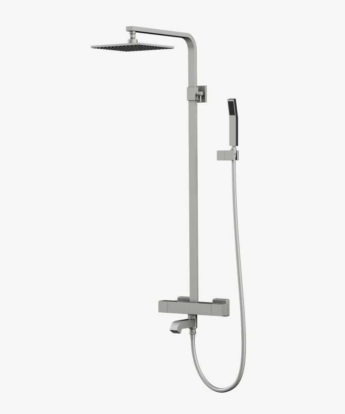 Colonne bain-douche thermostatique Nickel brossé - Sirius - Colonne de douche - 1