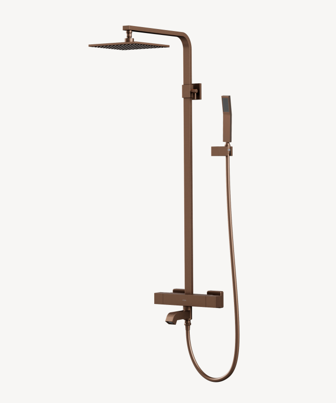 Colonne bain-douche thermostatique Or rose brossé - Sirius - Colonne de douche - 1