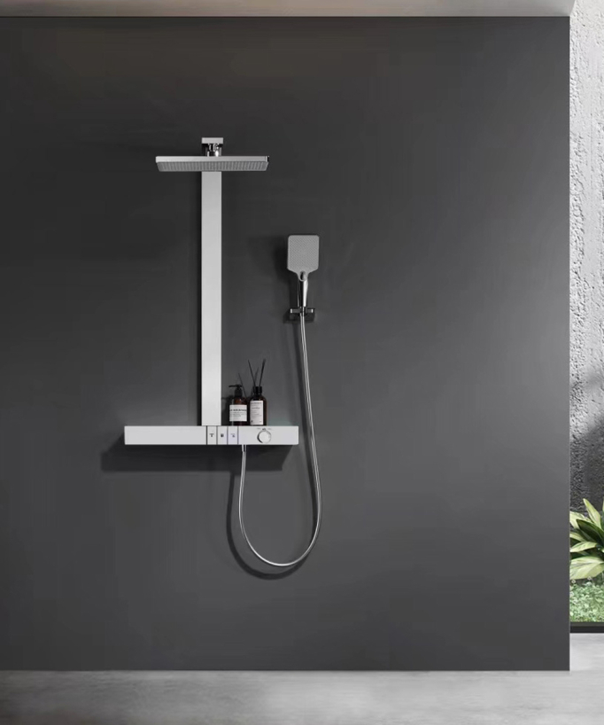 Colonne de douche thermostatique avec tablette - Chromé