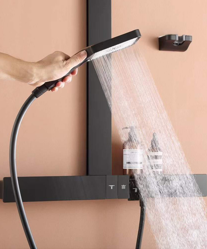Colonne de douche thermostatique avec tablette - Noir