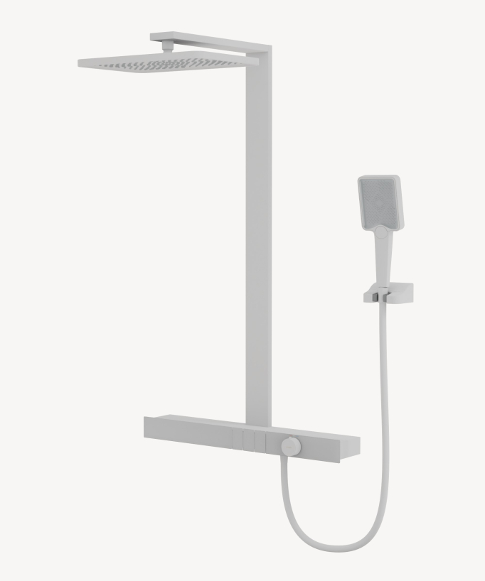Colonne de douche thermostatique avec tablette - Blanc - Colonne de douche - 1