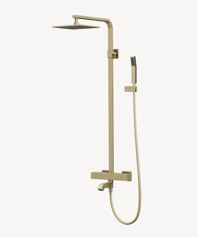 Colonne bain-douche thermostatique Doré brossé - Sirius - Colonne de douche - 1