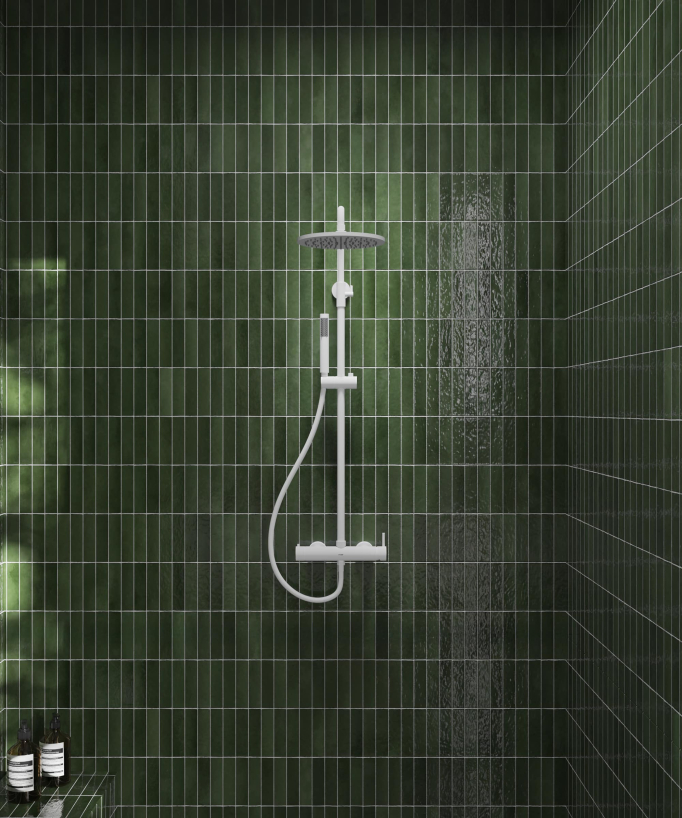 Colonne de douche mitigeur mécanique murale Blanc - Corbeau