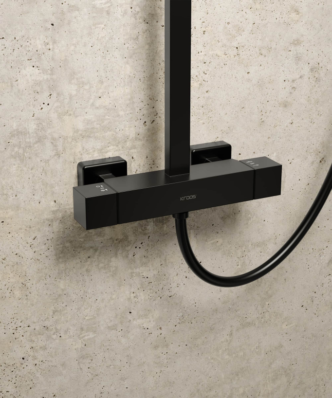 Colonne de douche thermostatique noir moderne - Sirius