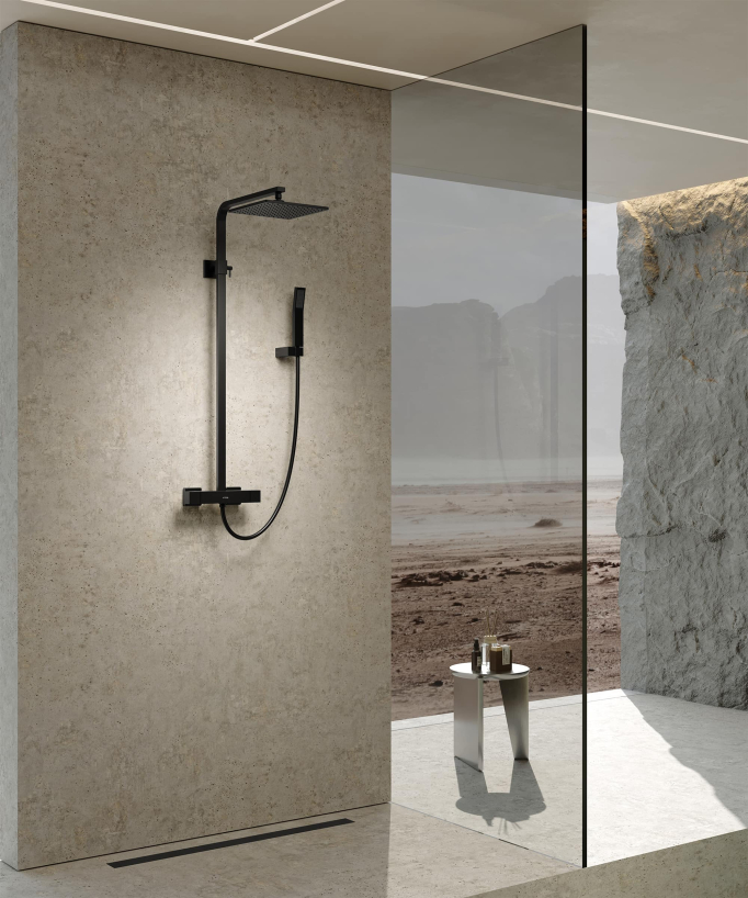 Colonne de douche thermostatique noir moderne - Sirius