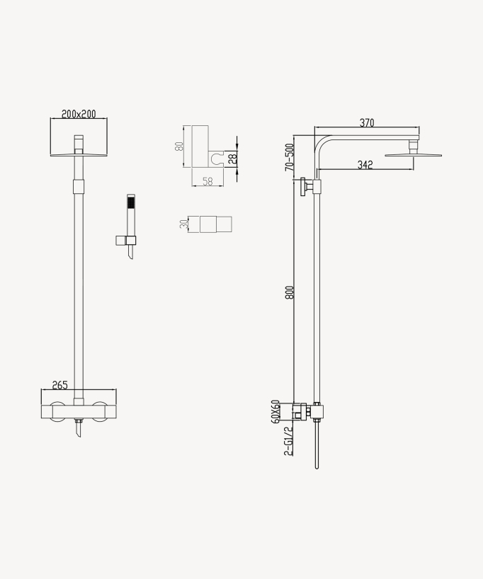 Colonne de douche thermostatique noir moderne - Sirius