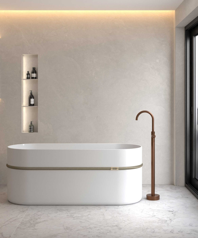 Robinet mitigeur bain monocolonne Or rose brossé - Corbeau
