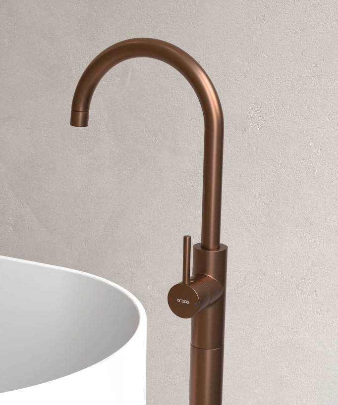 Robinet mitigeur bain monocolonne Or rose brossé - Corbeau