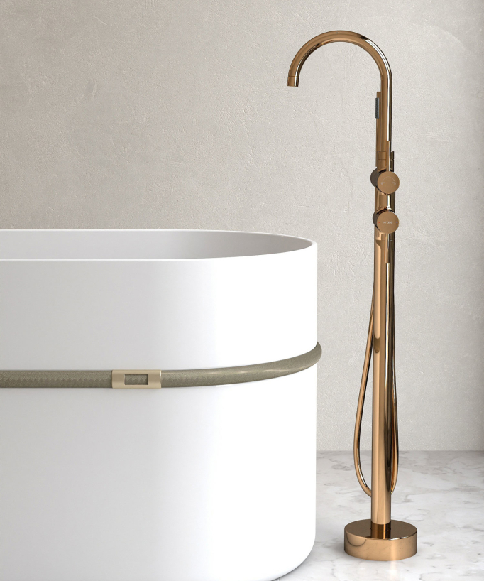 Robinet mitigeur bain-douche sur pied Or Rose - Corbeau