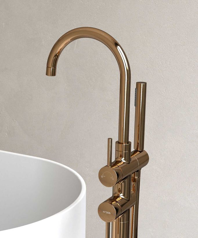 Robinet mitigeur bain-douche sur pied Or Rose - Corbeau
