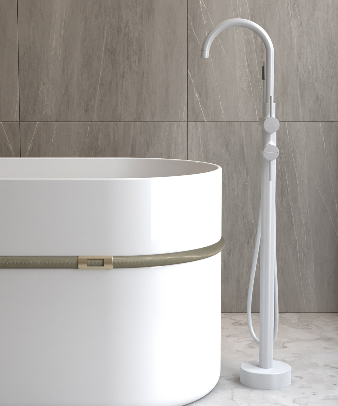 Robinet mitigeur bain-douche sur pied Blanc - Corbeau