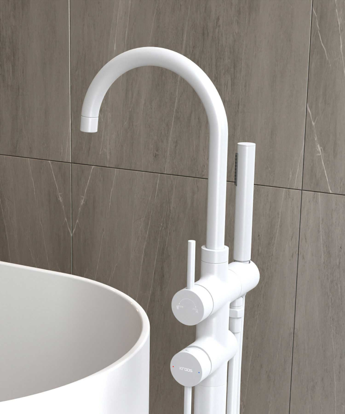 Robinet mitigeur bain-douche sur pied Blanc - Corbeau
