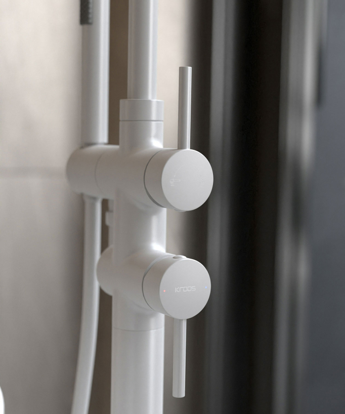 Robinet mitigeur bain-douche sur pied Blanc - Corbeau