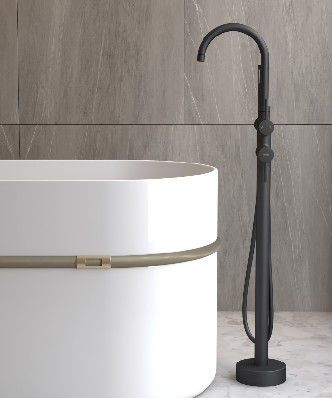 Robinet mitigeur bain-douche sur pied - Corbeau
