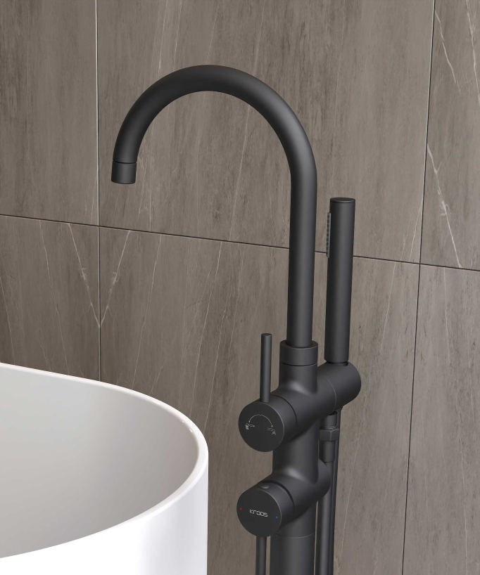 Robinet mitigeur bain-douche sur pied Noir - Corbeau