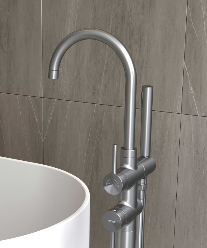 Robinet mitigeur bain-douche sur pied Gun métal - Corbeau