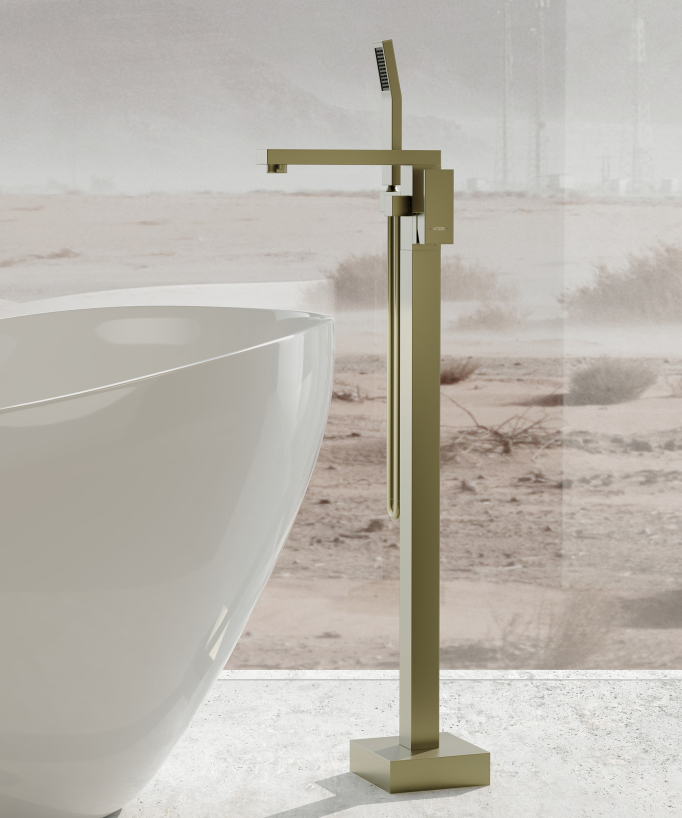 Mitigeur bain-douche monocolonne Doré brossé - Sirius