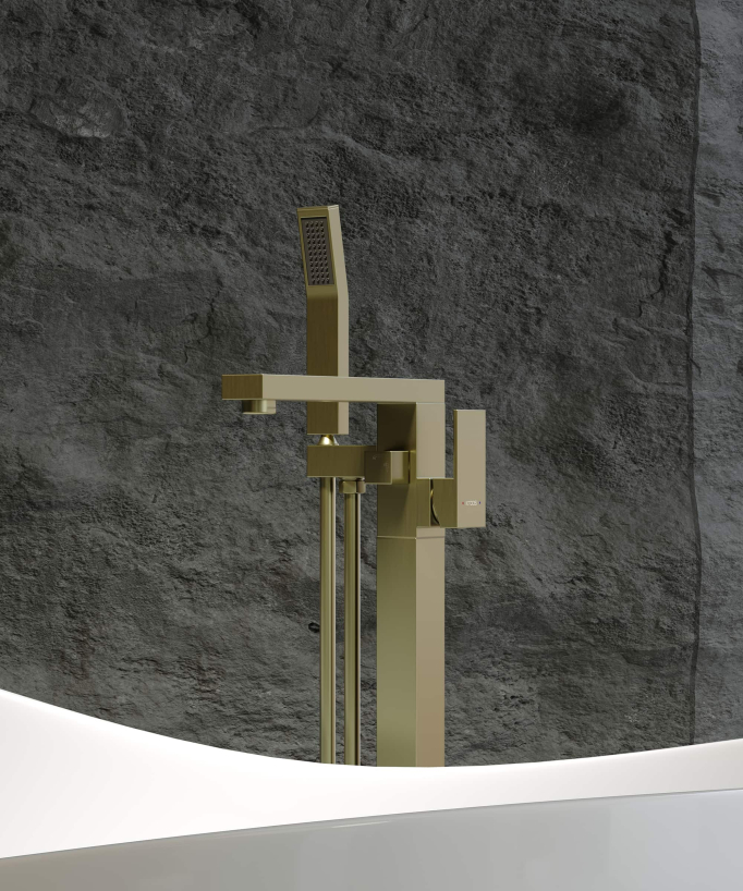 Mitigeur bain-douche monocolonne Doré brossé - Sirius