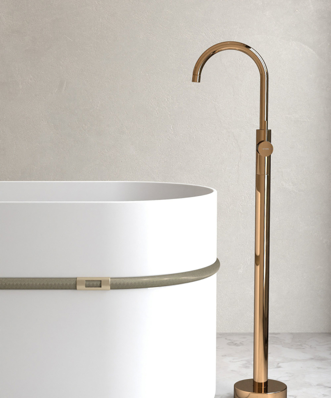Robinet mitigeur bain monocolonne Or rose - Corbeau