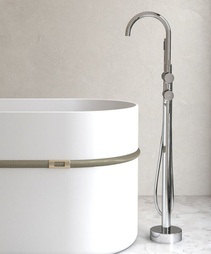 Robinet mitigeur bain-douche sur pied Chromé - Corbeau