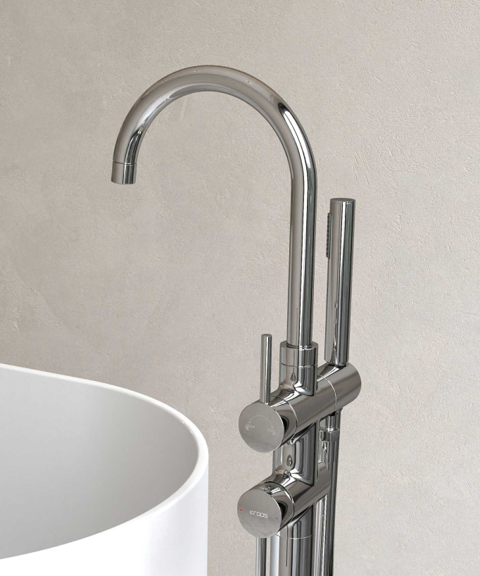 Robinet mitigeur bain-douche sur pied Chromé - Corbeau