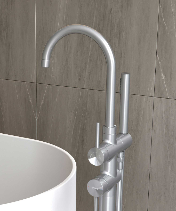 Robinet mitigeur bain-douche sur pied Nickel brossé - Corbeau