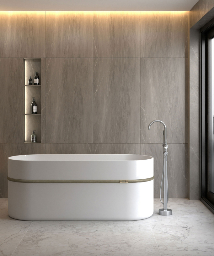 Robinet mitigeur bain-douche sur pied Nickel brossé - Corbeau