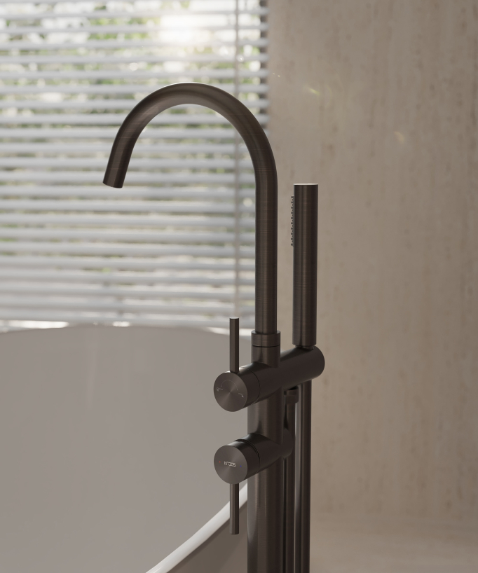 Robinet mitigeur bain-douche sur pied Moka brossé - Corbeau