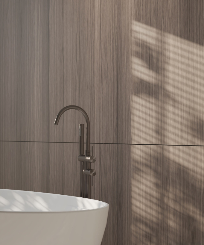 Robinet mitigeur bain-douche sur pied Moka brossé - Corbeau