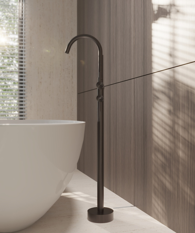 Robinet mitigeur bain-douche sur pied Moka brossé - Corbeau