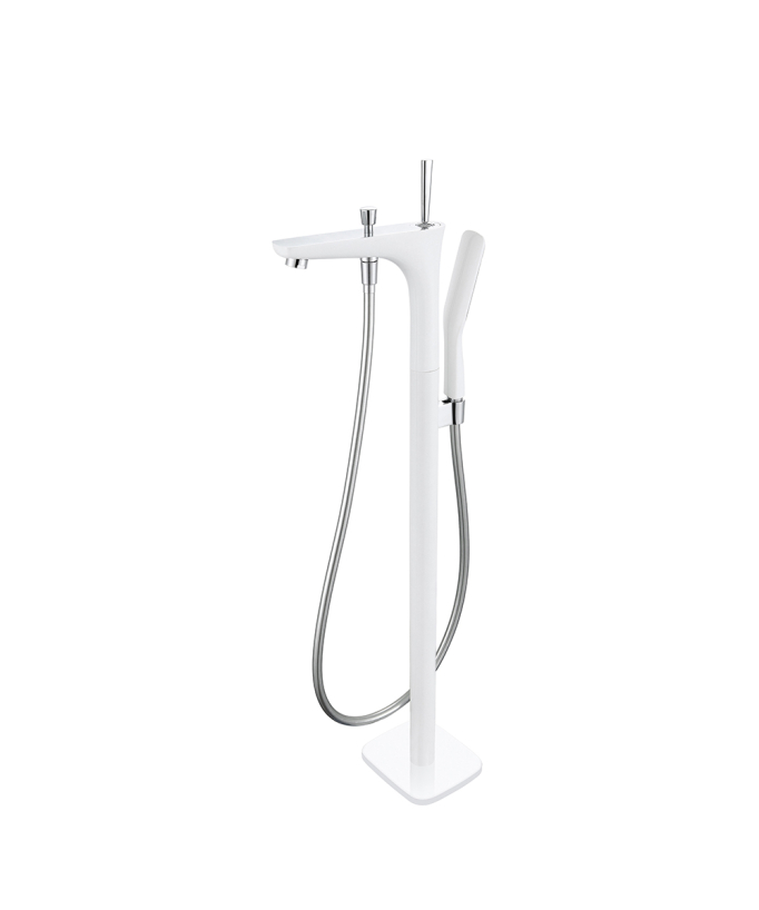 Robinet mitigeur sur pied Blanc et Chromé - Maia
