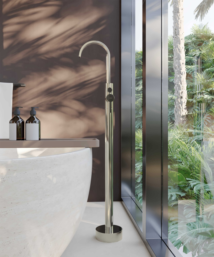 Robinet mitigeur de bain & douche au sol Champagne - Fiumina