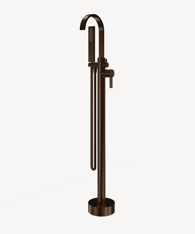 Robinet mitigeur de bain & douche au sol Or rose brossé - Fiumina