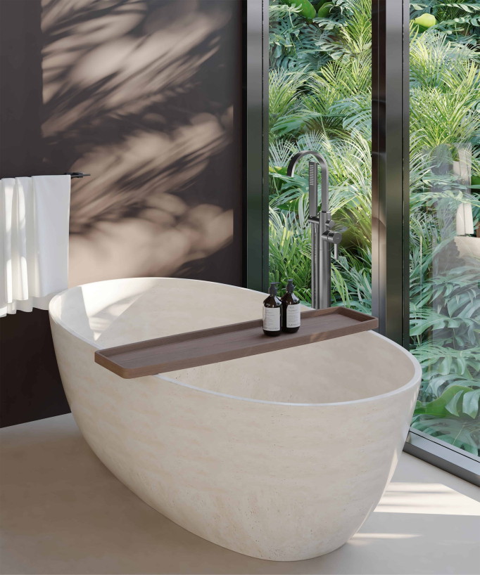 Robinet mitigeur de bain & douche au sol Gun métal - Fiumina