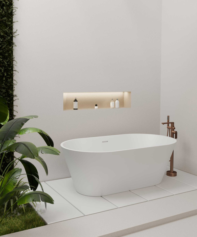 Robinet de baignoire sur pied Or rose brossé - Nunki