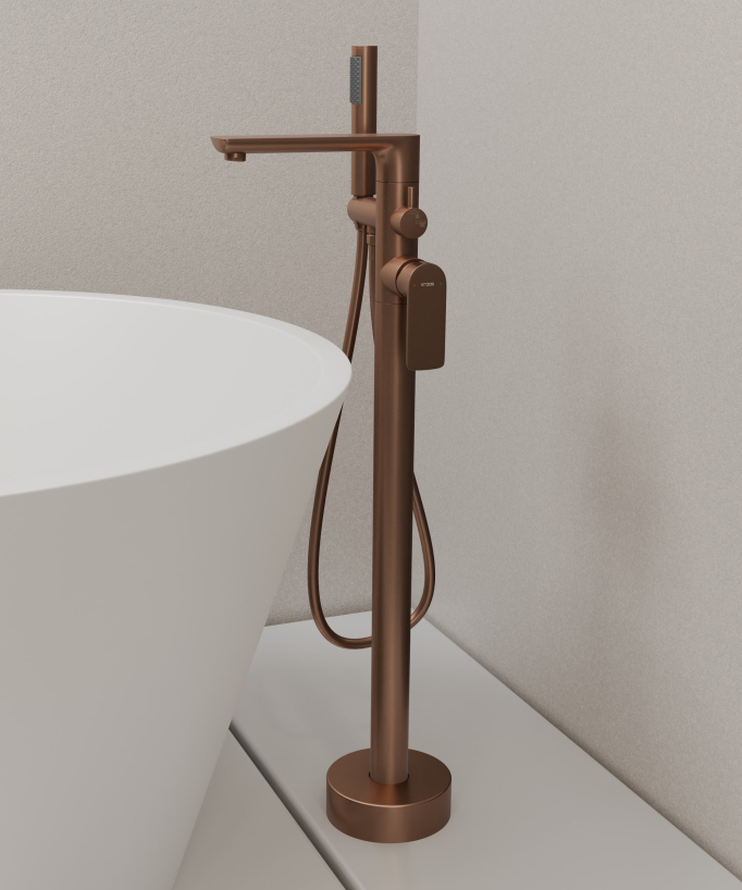 Robinet de baignoire sur pied Or rose brossé - Nunki