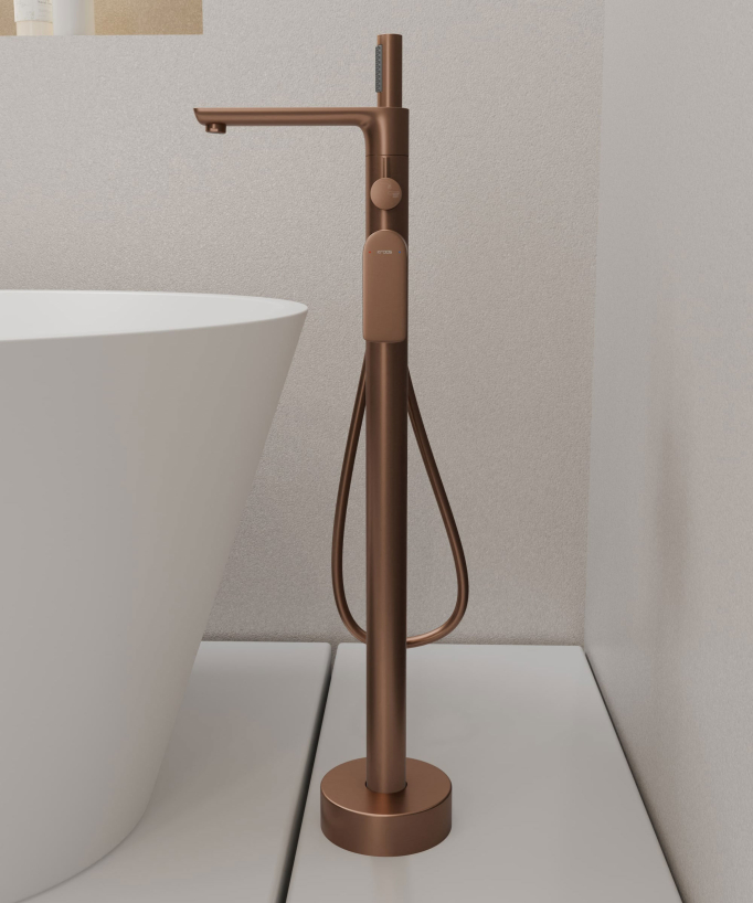 Robinet de baignoire sur pied Or rose brossé - Nunki