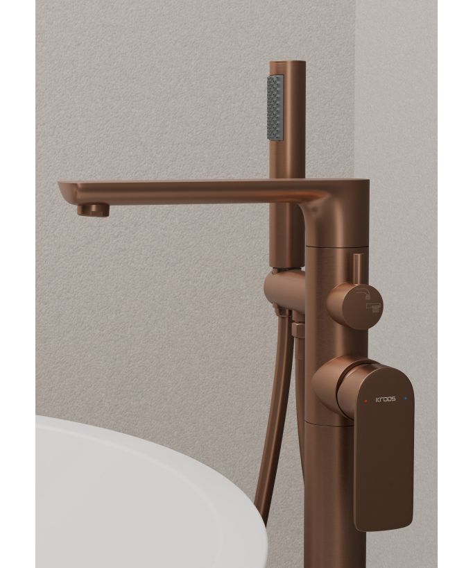 Robinet de baignoire sur pied Or rose brossé - Nunki
