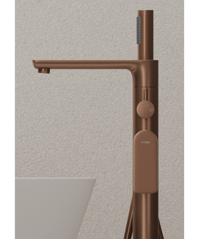 Robinet de baignoire sur pied Or rose brossé - Nunki