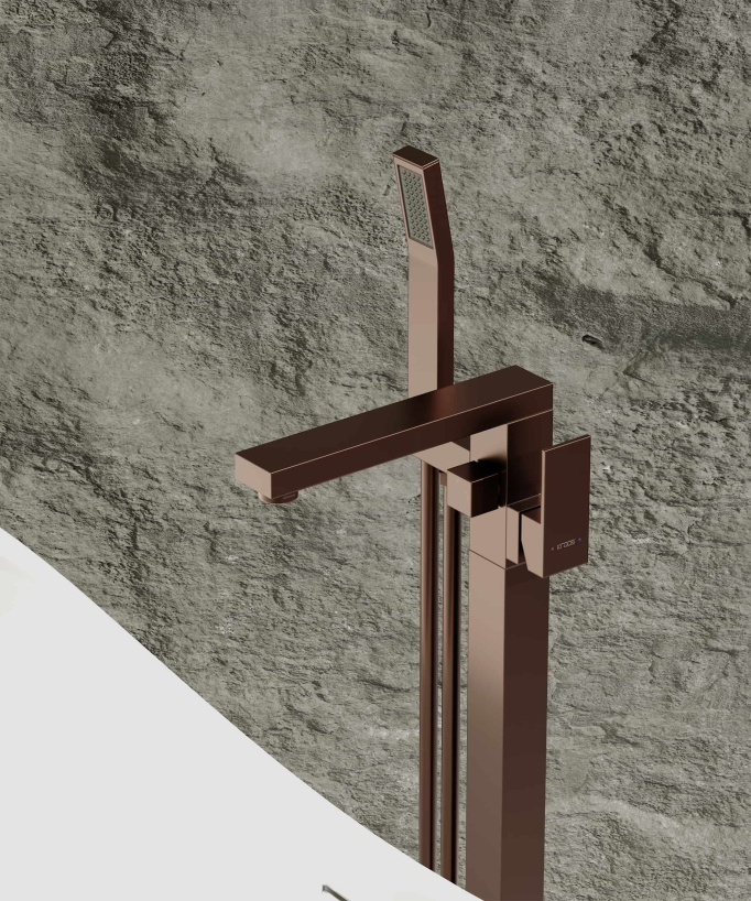 Mitigeur bain-douche monocolonne Or rose brossé - Sirius