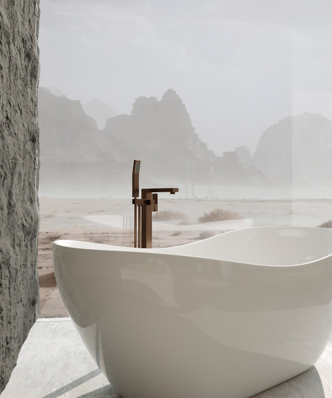 Mitigeur bain-douche monocolonne Or rose brossé - Sirius