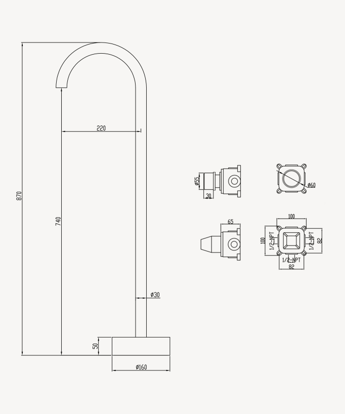 Mitigeur de lavabo monocolonne sans réglage de débit Gun métal - Leros