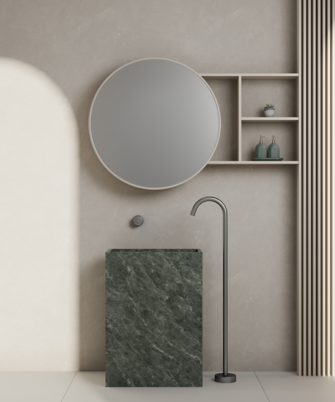 Mitigeur de lavabo monocolonne sans réglage de débit Gun métal - Leros