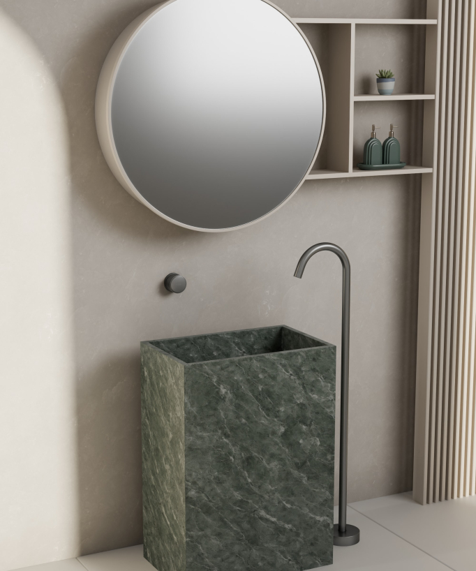 Mitigeur de lavabo monocolonne sans réglage de débit Gun métal - Leros