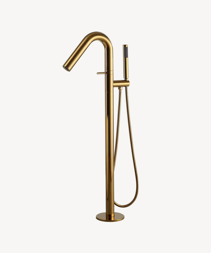 Mitigeur de baignoire sur pied moderne - Doré