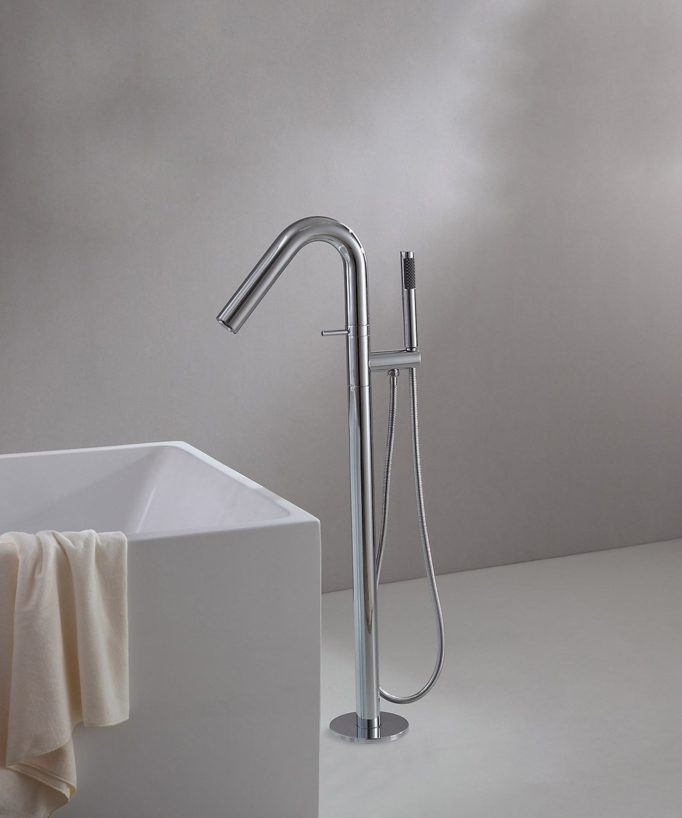 Mitigeur de baignoire sur pied moderne - Chromé