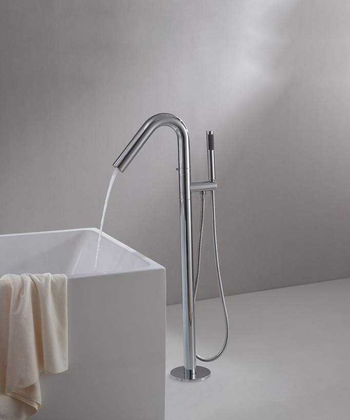 Mitigeur de baignoire sur pied moderne - Chromé